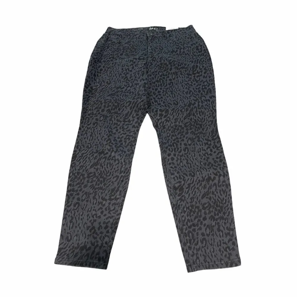 Style & Co Wild Puma Skinny Curvy Jeans Animal Print‎ Colored Denim Black Gray 4 - Image 2