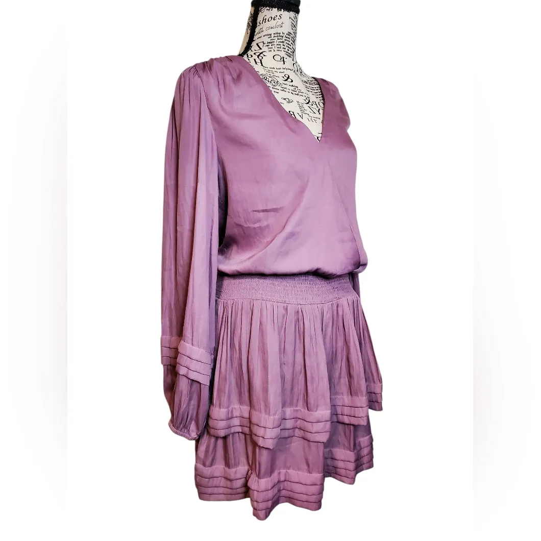 DO+BE Lilac Long Sleeve Tiered Mini Dress Size S NWOT - Image 2