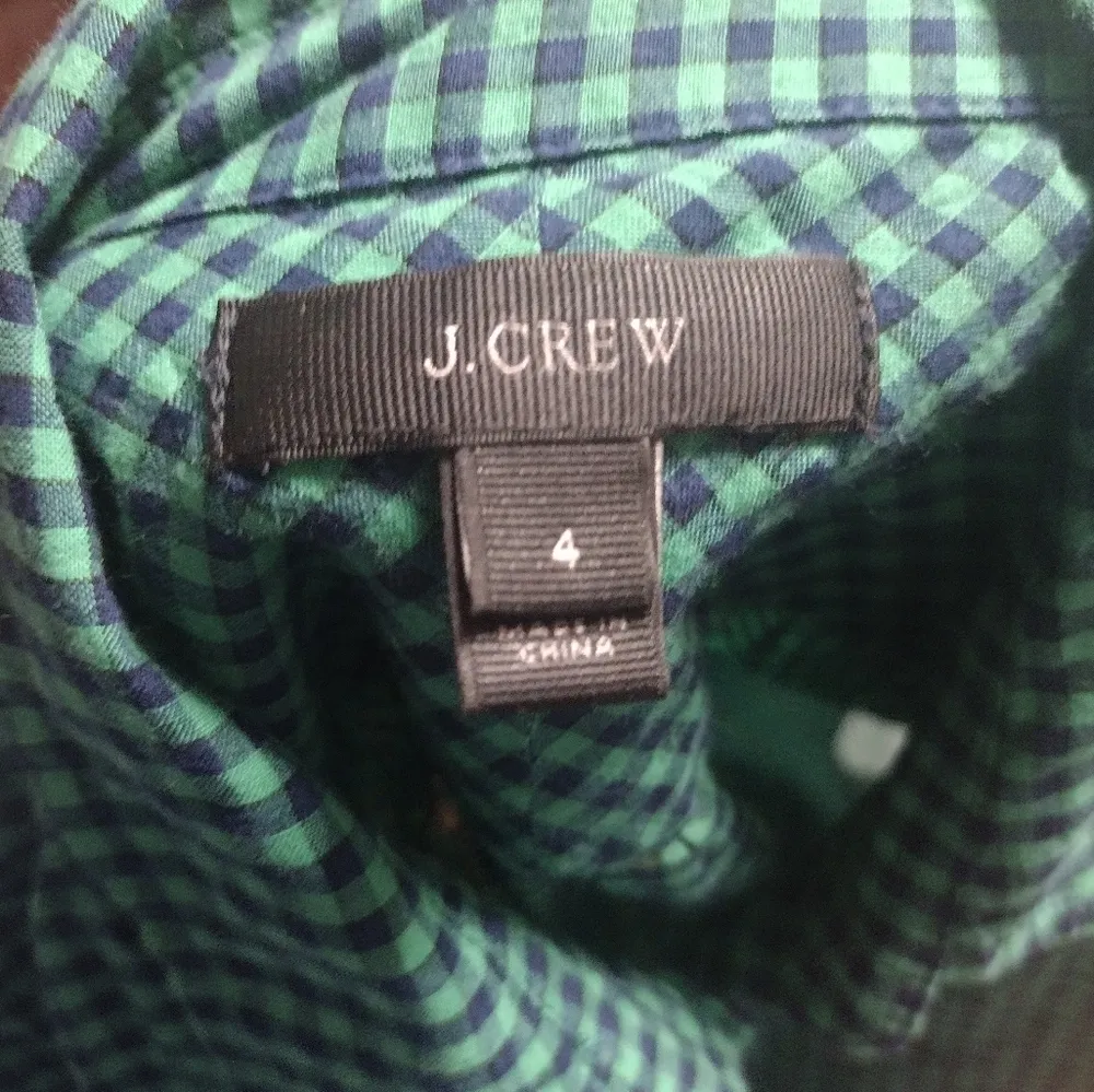J. Crew Gathered Popover, Blue And Green Gingham - Image 3
