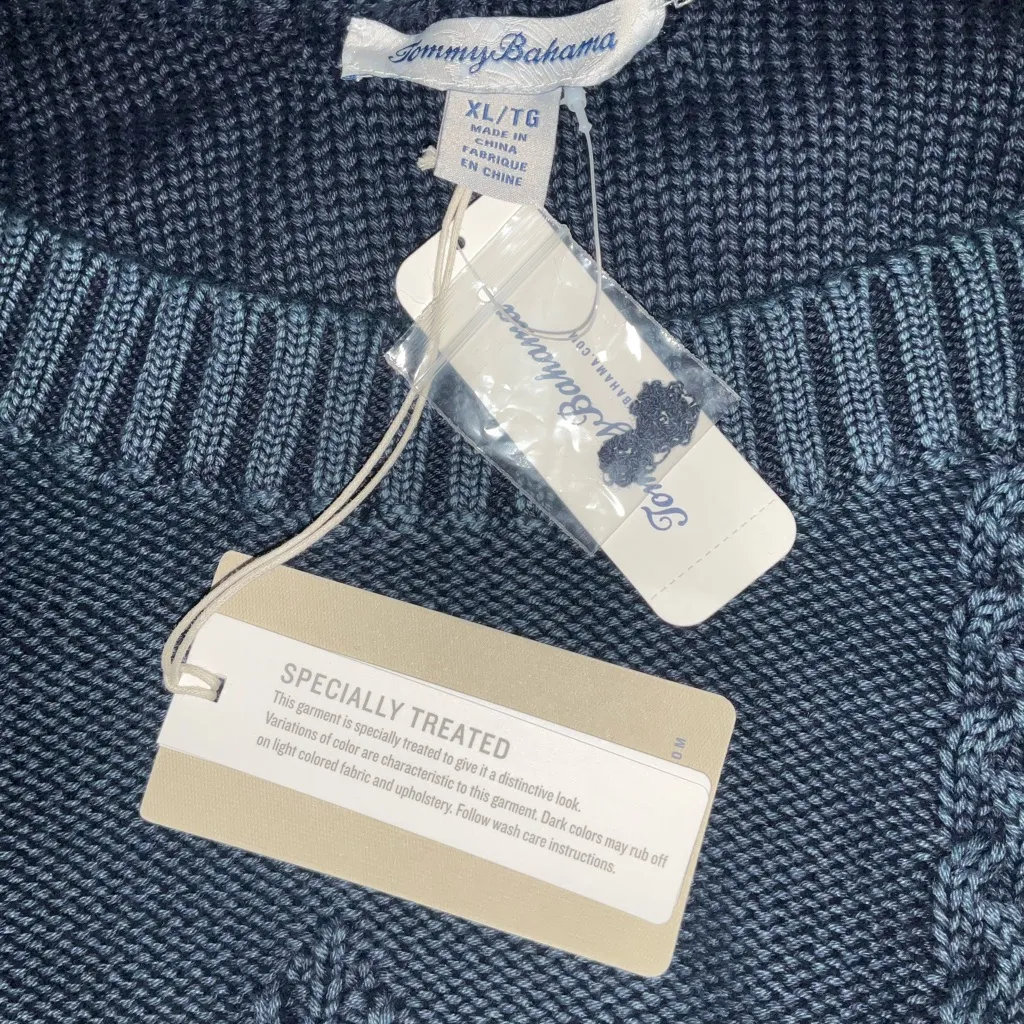 NWT TOMMY BAHAMA Sea Glass Pineapple Cable Sweater - Image 10