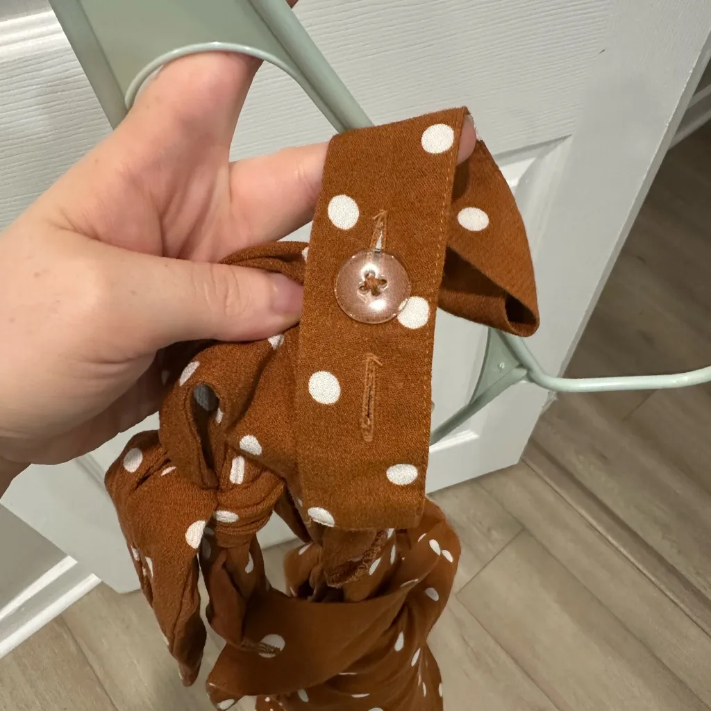 American Eagle Outfitters Burnt Orange Polka Dot Jumpsuit - Image 4