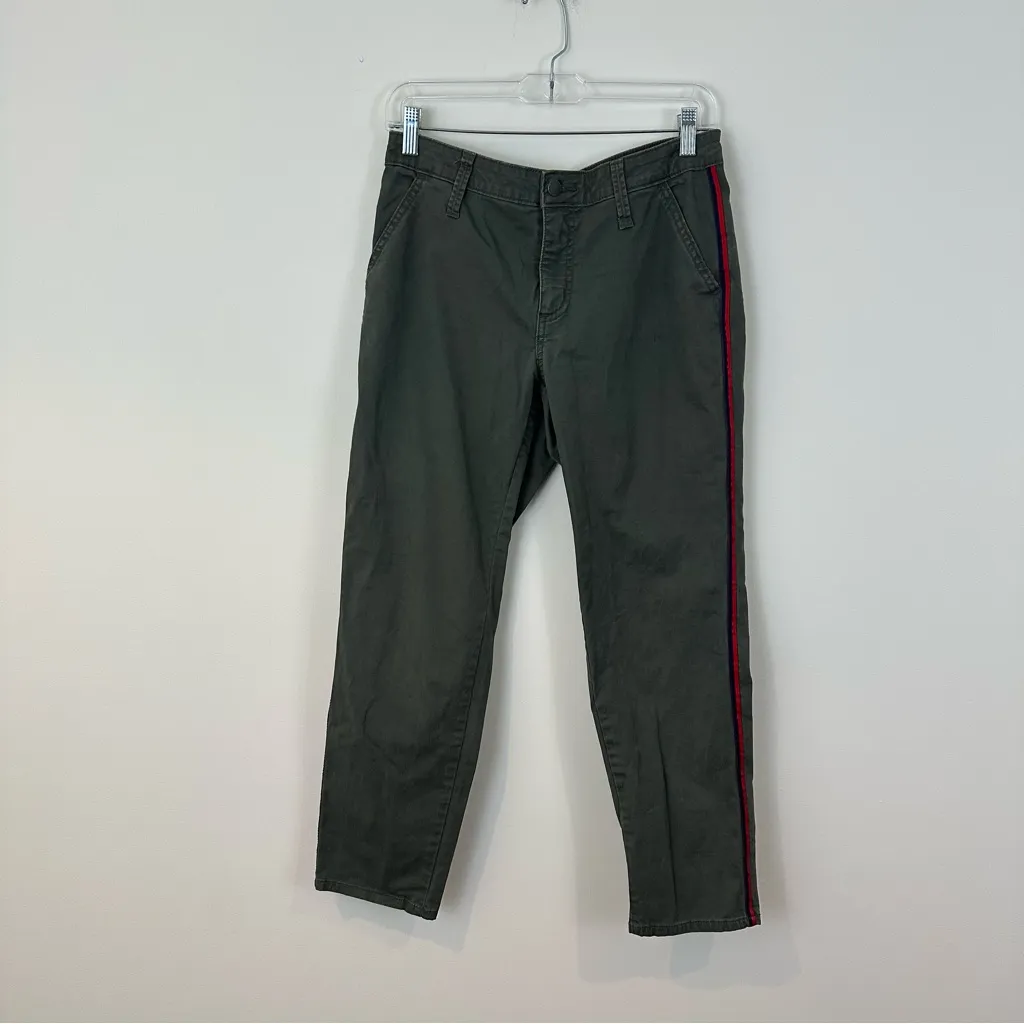 Universal Thread Olive Mid Rise Girlfriend Chinos with Red Stripe Size 6 - Image 2