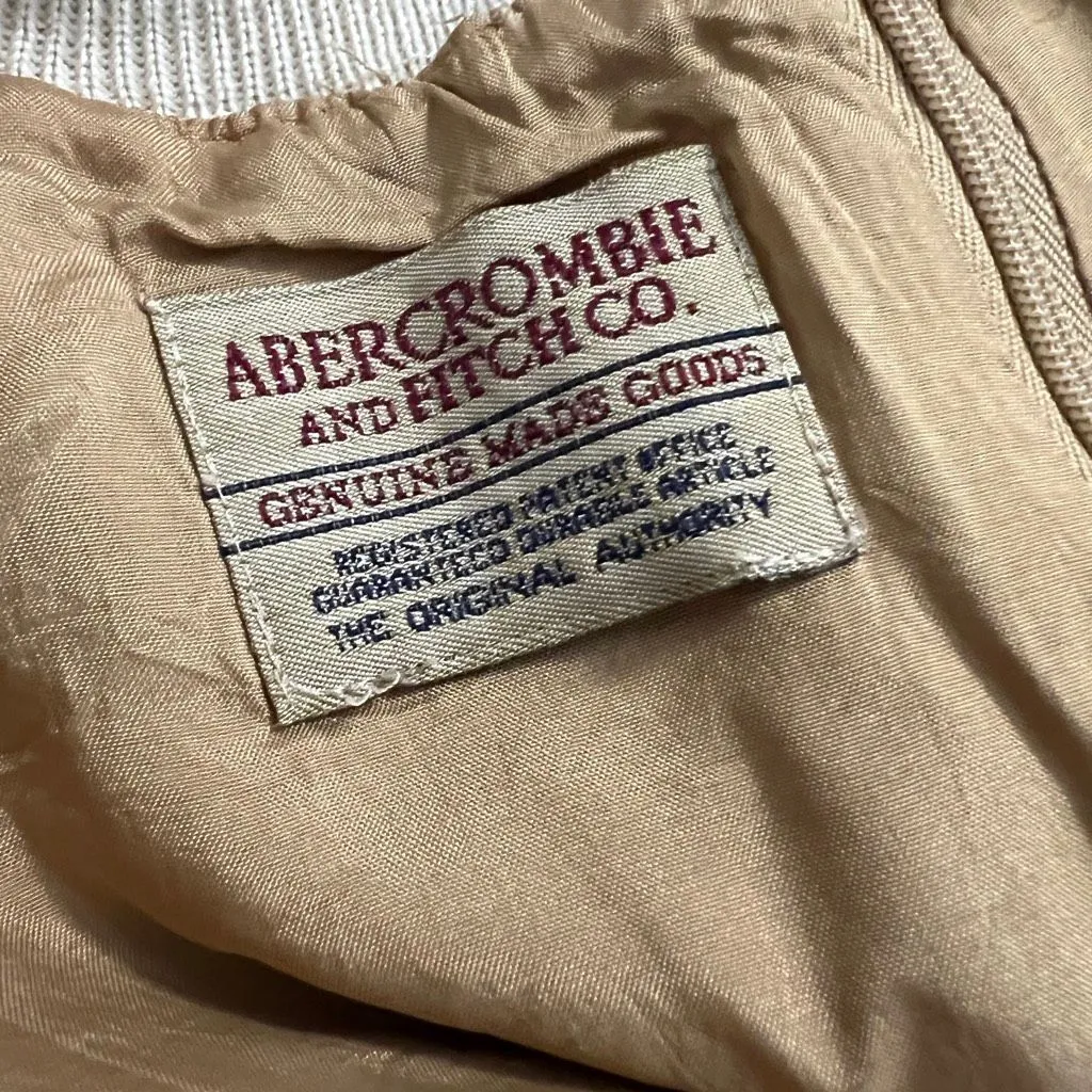 Vintage Abercrombie & Fitch Wool Blend Sweater Dress Tan Varsity V-Neck L - Image 2