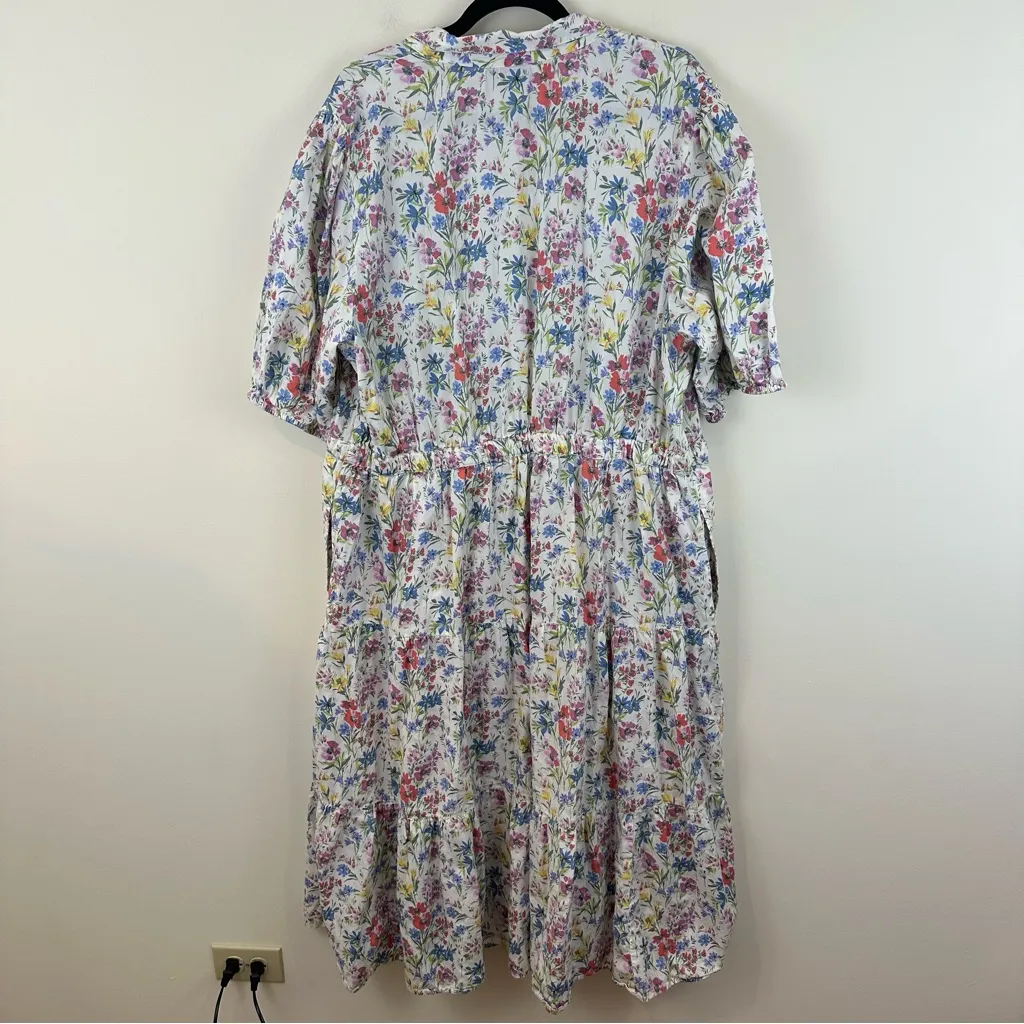 GAP Multicolor Puff Sleeve Floral Midi Shirt Dress Size XXL - Image 10