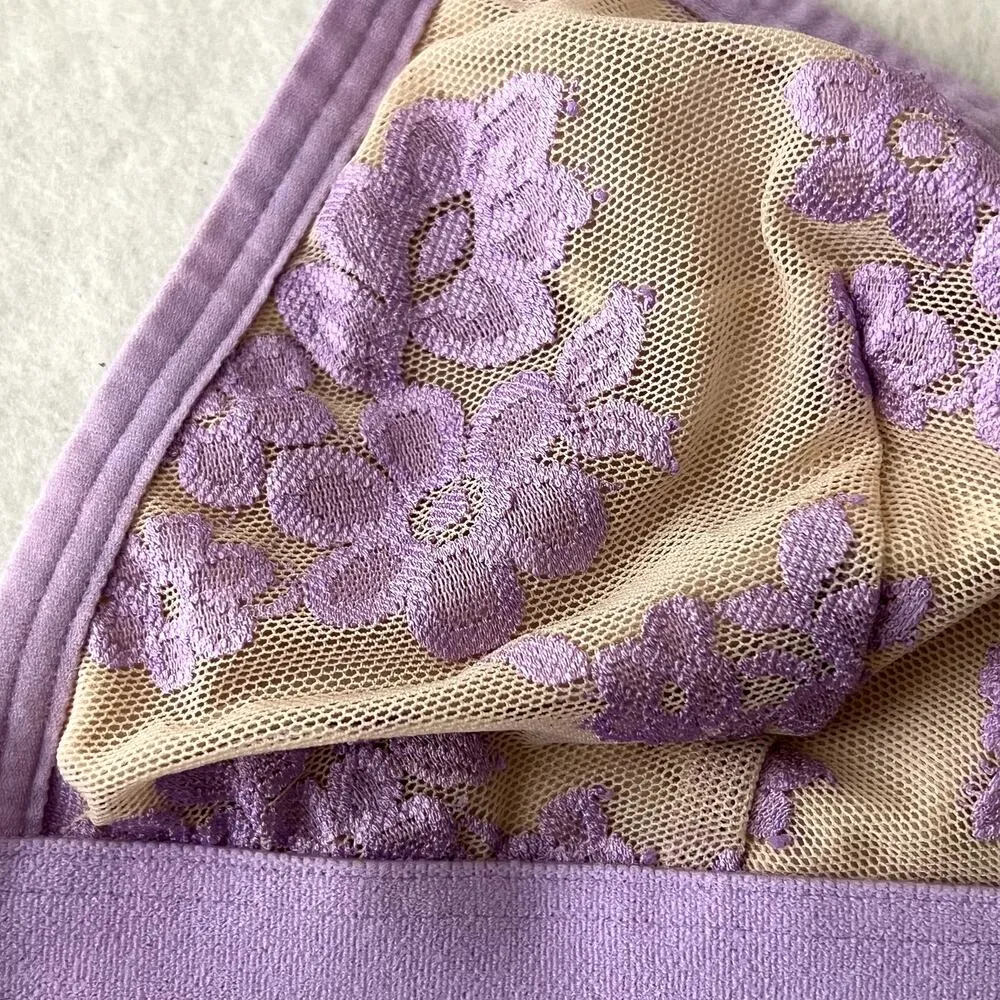 PINK Victoria's Secret Criss Cross Purple Lace Bralette - Image 7