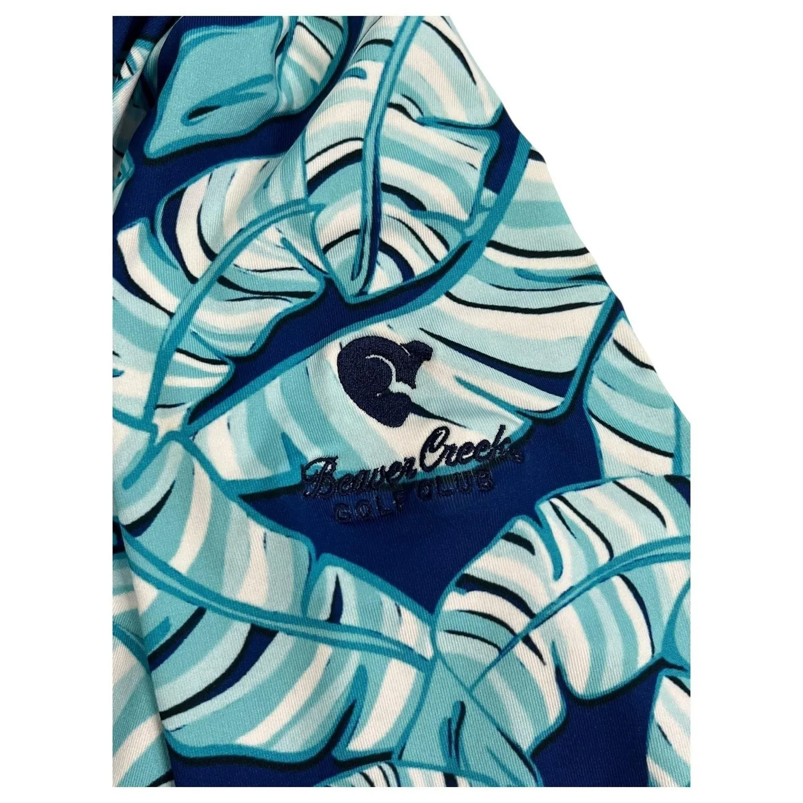 SanSoleil Top Womens Small Green Leaf Print Quarter Zip UPF 50 Pullover Golf Blue - Image 3