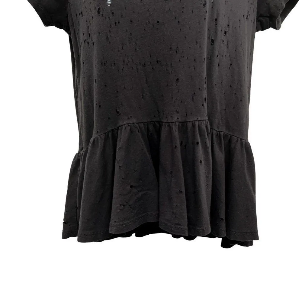 Urban Outfitters Daydreamer LA Distressed Peplum Top Tee Shirt Grey Medium - Image 69