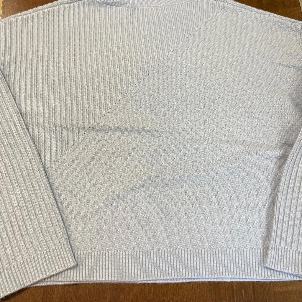 Magaschoni Turtleneck Sweater Women's Size Large Light Blue Ribbed Knit Rayon - Image 6