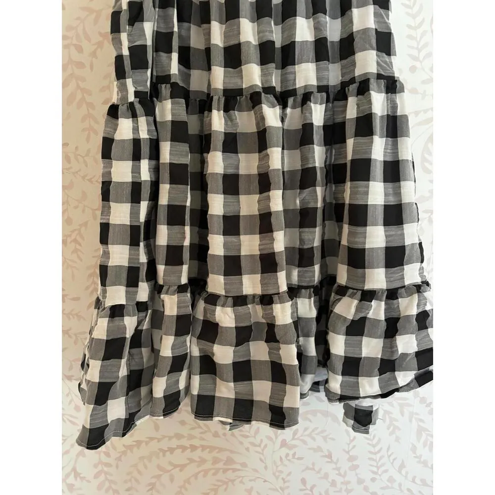 NEW Chic Black and White Gingham Summer Dress Size M - Image 2