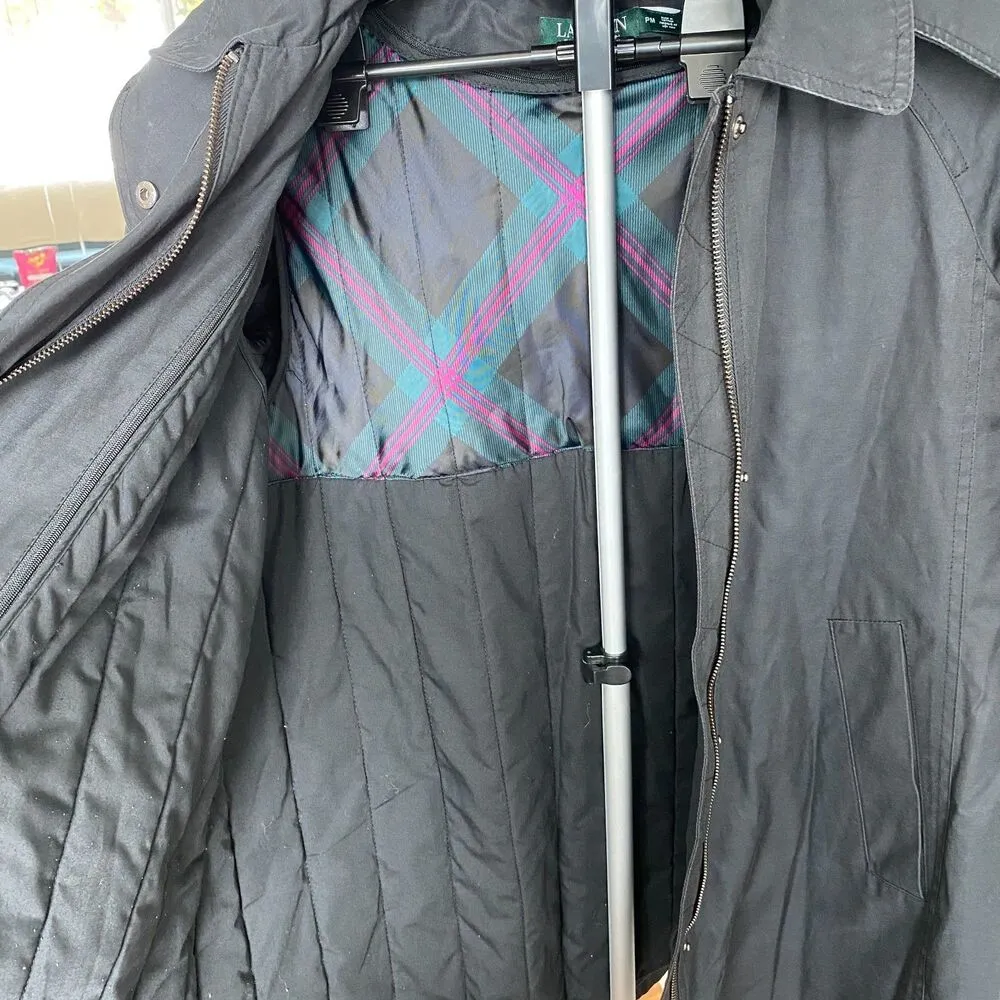 Lauren Ralph Lauren Women's Hooded Single-Breasted Raincoat A-Line Petite Medium - Image 6