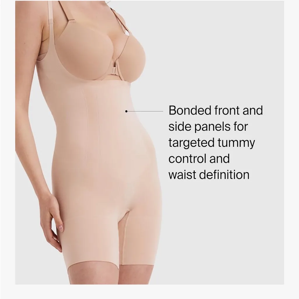 Spanx SPANXsculpt OnCore Open-Bust Mid-Thigh Bodysuit Soft Nude Size Small NWT - Image 2