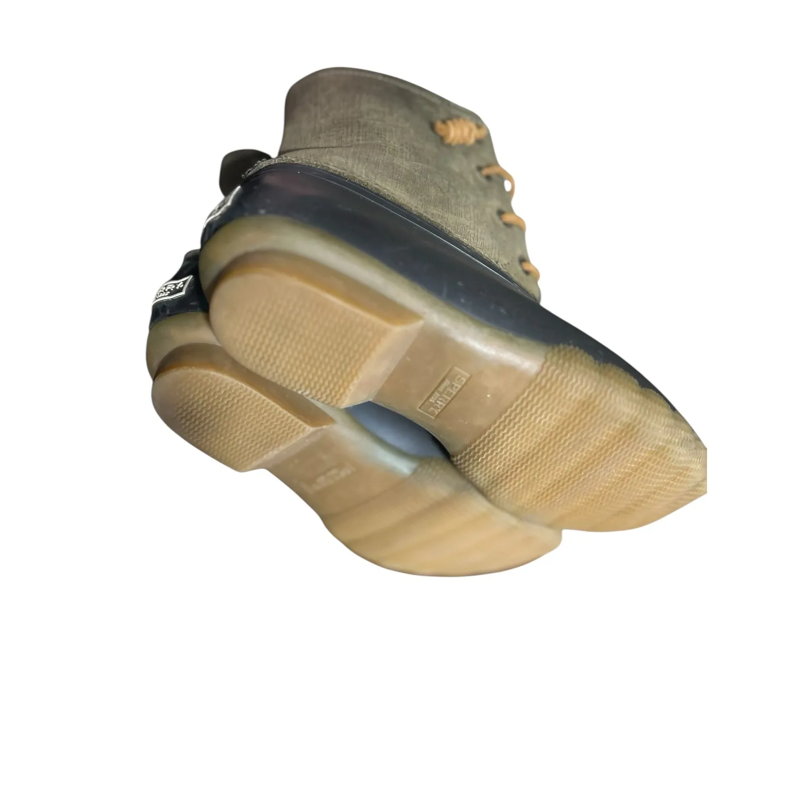 Sperry Top Sider Duck Boots Women Olive Green Waterproof Lace Up Ankle Boots Brown Size 8 - Image 12