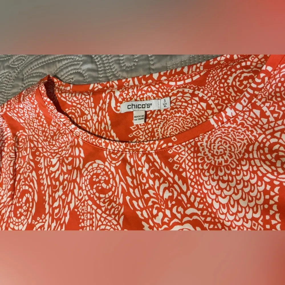 Chico's Orange Relaxed Blouse with Peter Pan Collar - Image 12