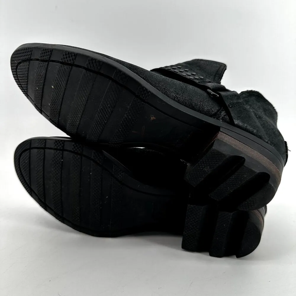 Sorel Lolla II Strap Stud Bootie Leather Cutout Ankle Slip On Suede Heel Black 7 - Image 7