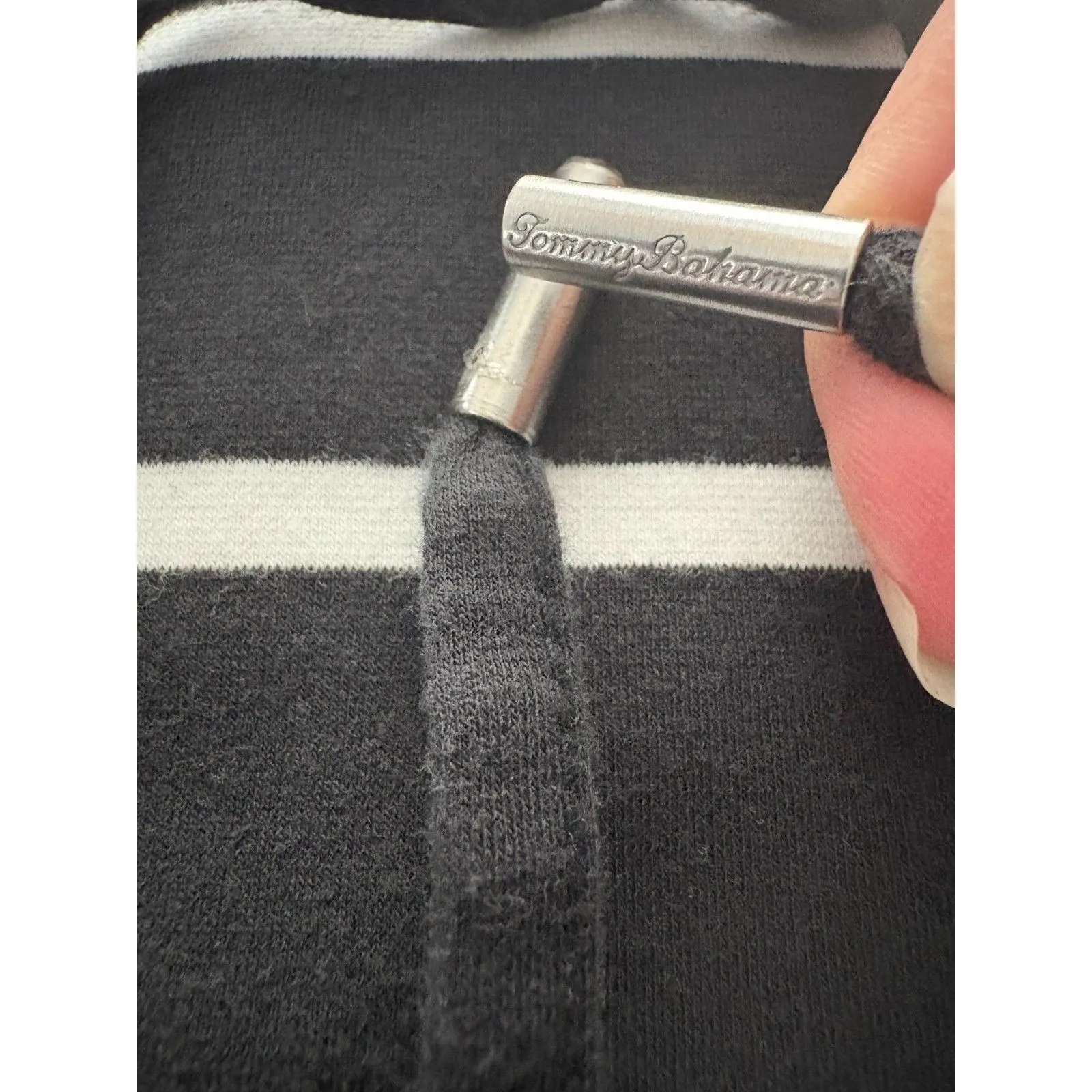 Tommy Bahama Sombra Dress Size XL Black White Stripe Nautical Beach Tie Waist - Image 12