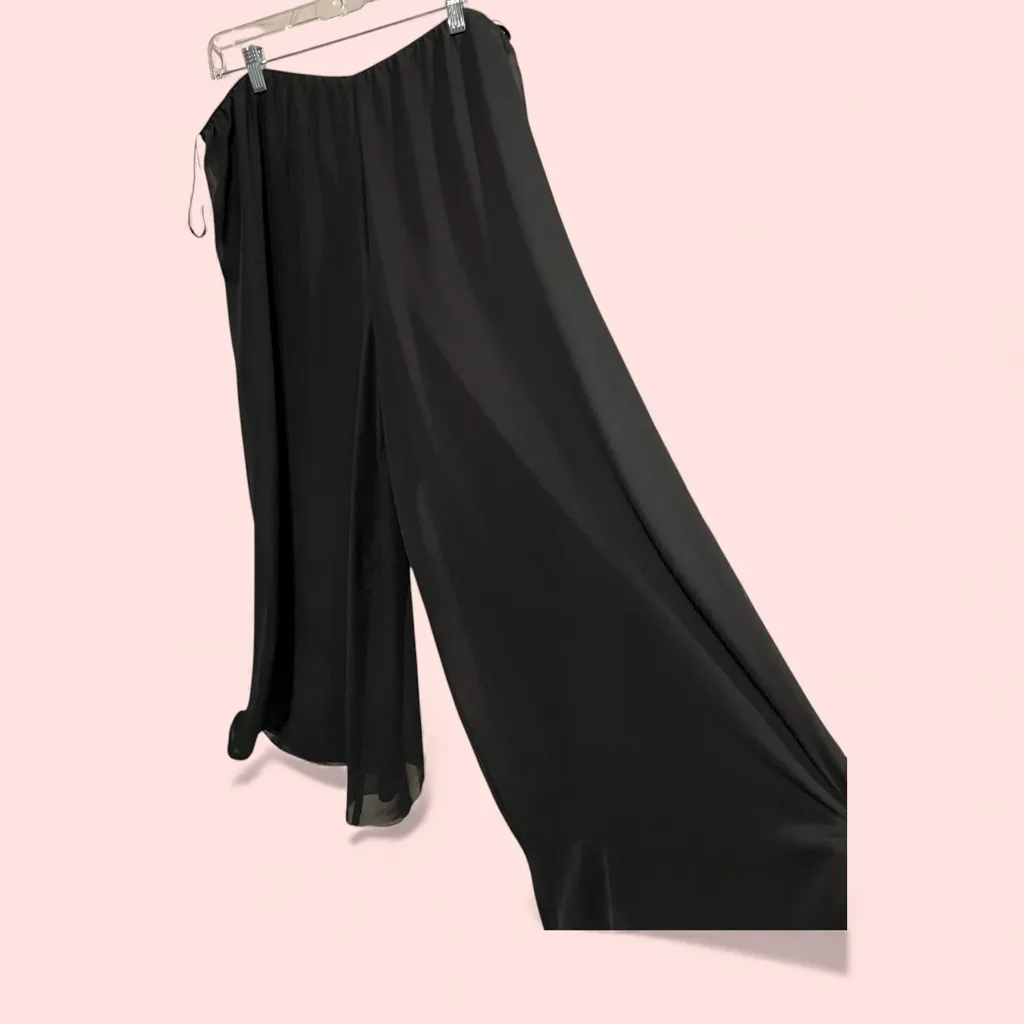 Cute Alex Evenings super wide leg chiffon elegant elastic waist pull on pants - Image 4