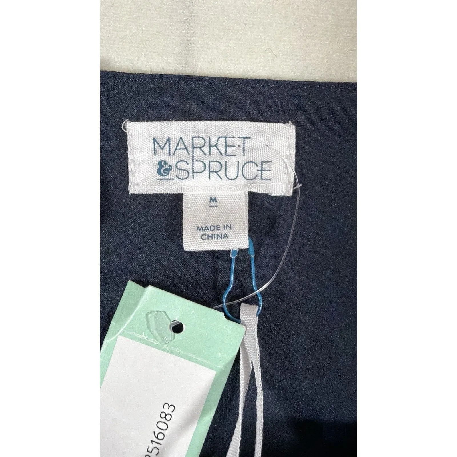 NWT Market & Spruce Charla Sleeveless Scallop Romper Size Medium Blue Pockets M - Image 8