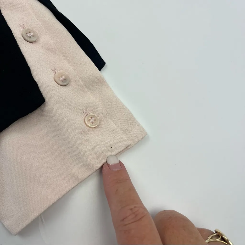 Reiss Nila Contrasting Button Through Shirt Top Black Nude Size 2 NEW *TINY FLAW - Image 2