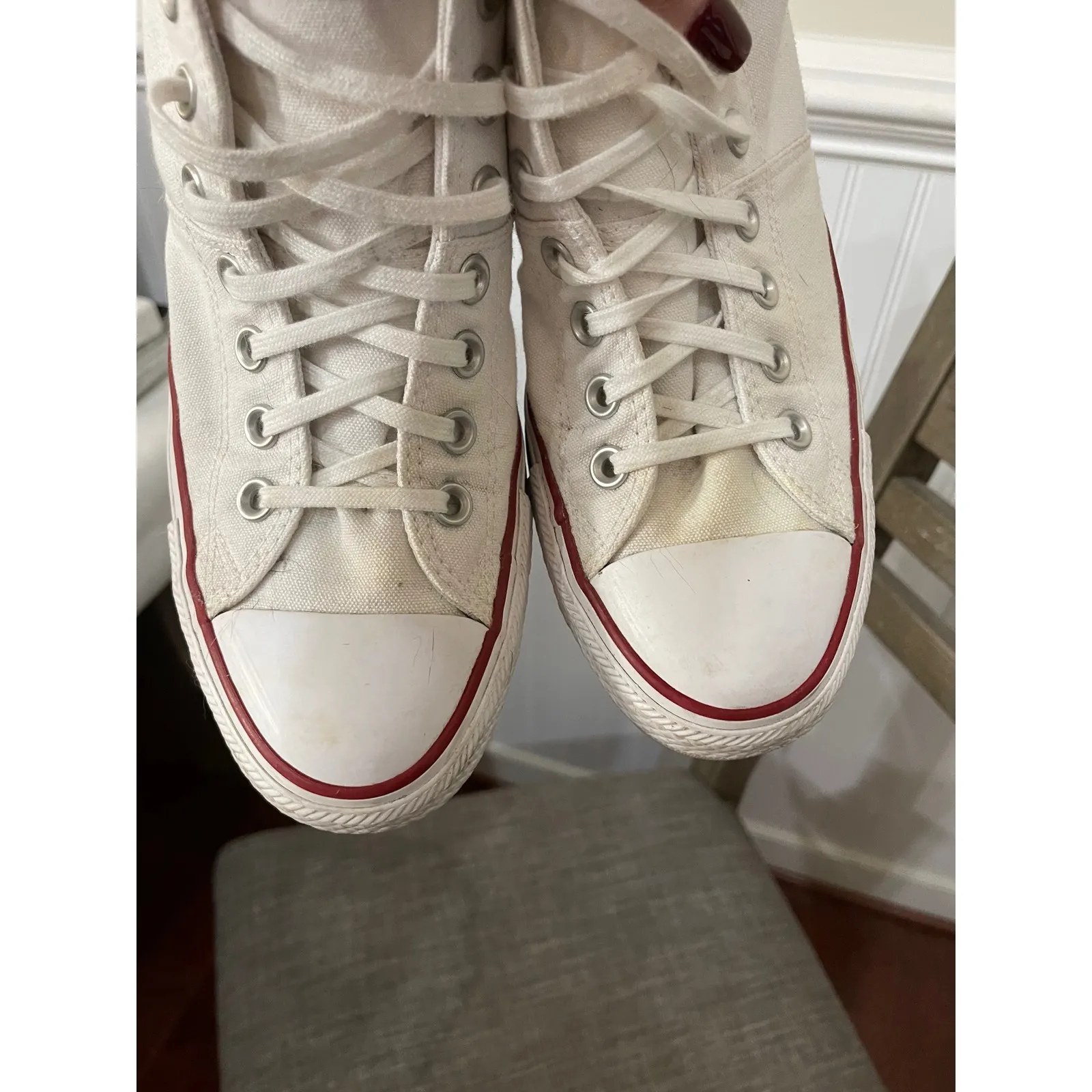 Converse All Star Mid Top White‎ Canvas Sneakers Classic Casual Shoes W10 - Image 9