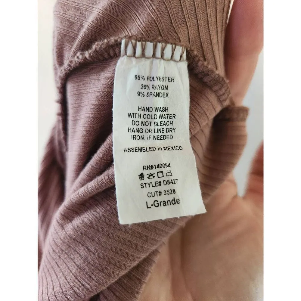 See You Monday Size L Brown Ribbed Squareneck Neck T-shirt Dress - Image 5