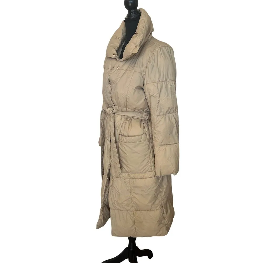 Ellen Tracy Camel Pillow Cowat SMALL Puffer Warm Quilted Trench Designer $296 - Image 6