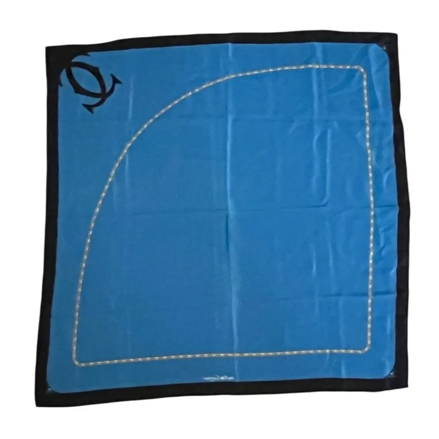 Cartier Must de Cartier Blue Silk Scarf with a chain motif Vintage 82 cm - Image 4
