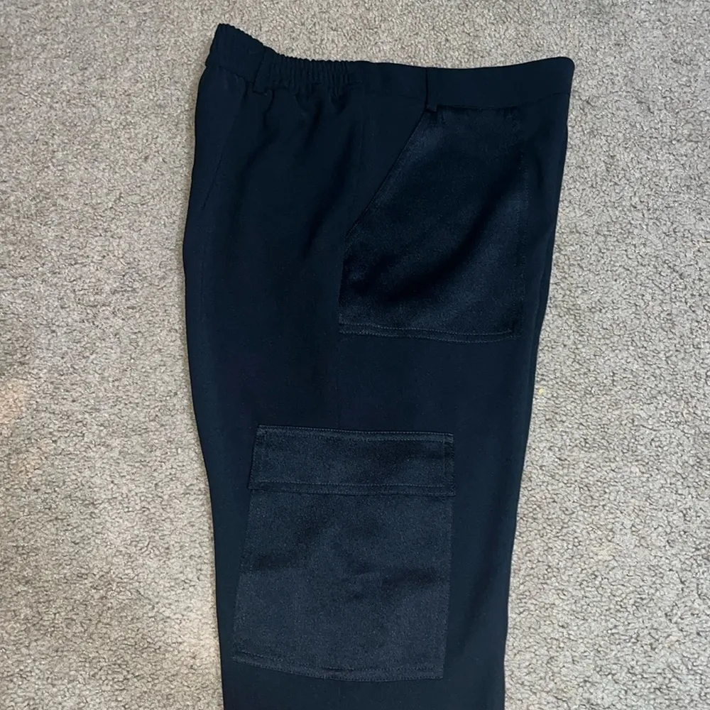 Anthropologie Maeve Delancey Satin-Trimmed Cargo Jogger Trouser Pant Black Small - Image 7