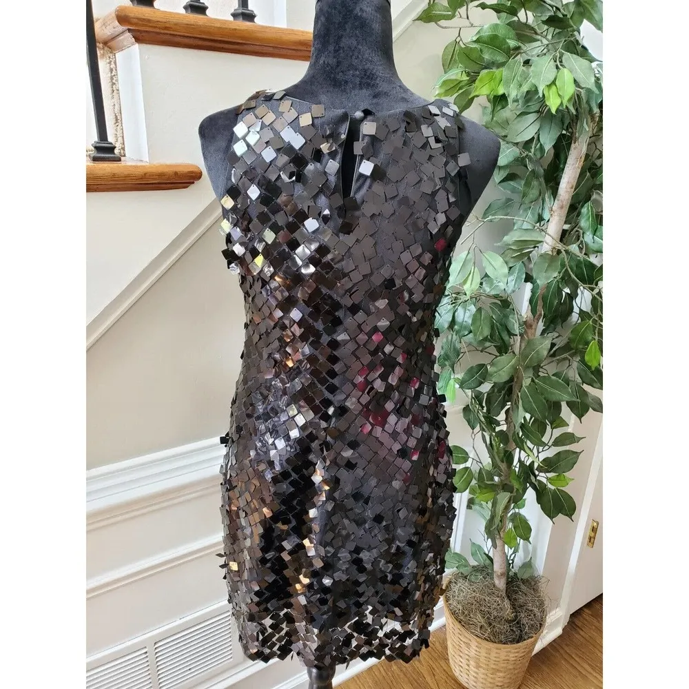 White House Black Market Sequin Round Neck Sleeveless Knee Length Dress Size 2 - Image 8