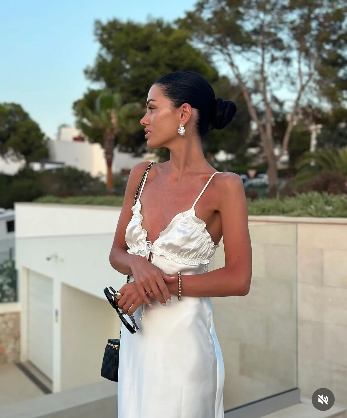 dress white midi ruffled satin lingerie inspired bodycon fitted wedding - Image 2