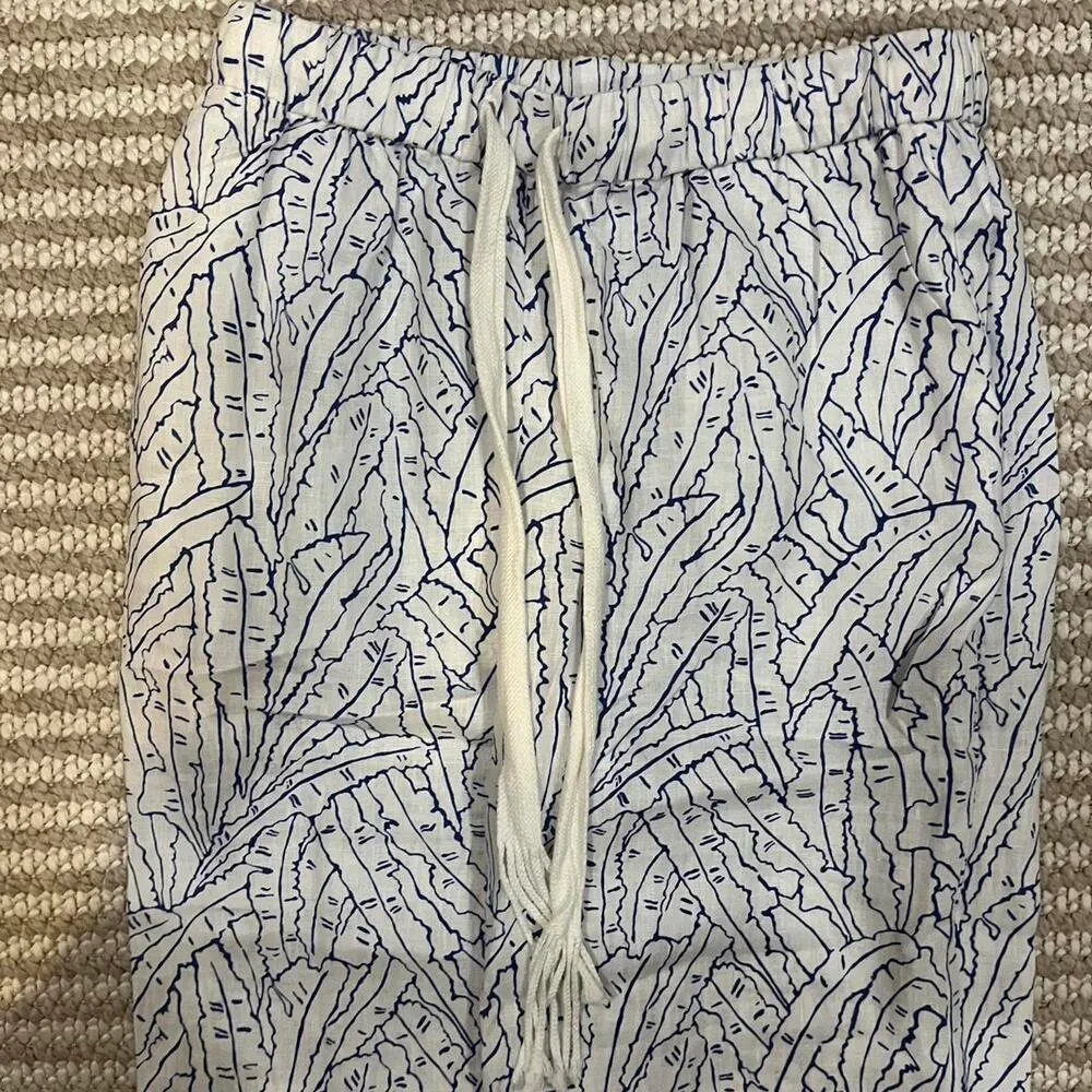 STAUD Alize Pant in White and Blue - Image 3