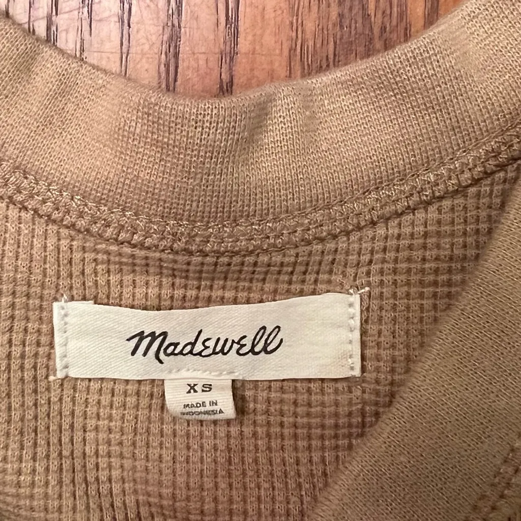 Madewell Crewneck Crop Waffle‎ Knit Fitted Tank Top in Tan Size XS Style #NL396 - Image 7