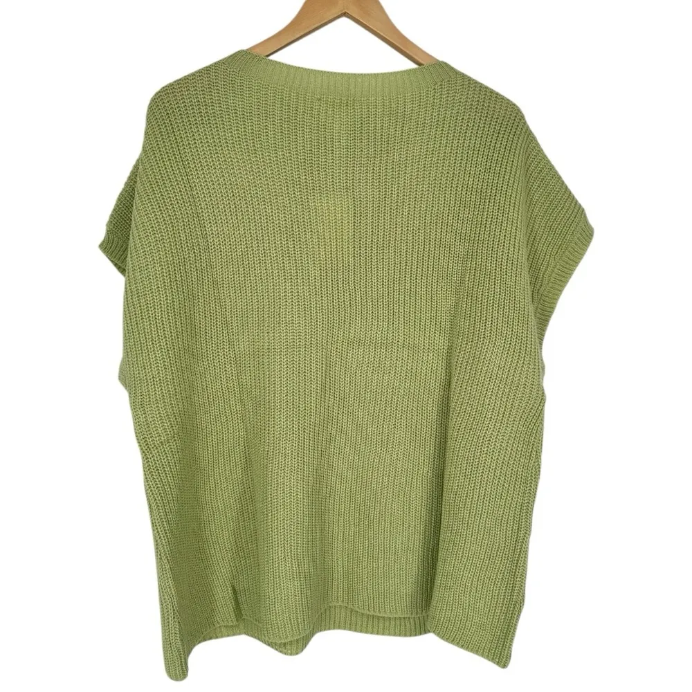 Heyson Open Knit Sweater in Light Sage size 1X Cap Sleeves Pocket NWT Green - Image 10