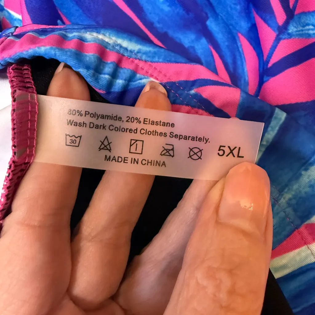 Swimsuits for All Two Piece Skirt Swimsuit Tankini Tropical NEW Size 5XL Blue - Image 6