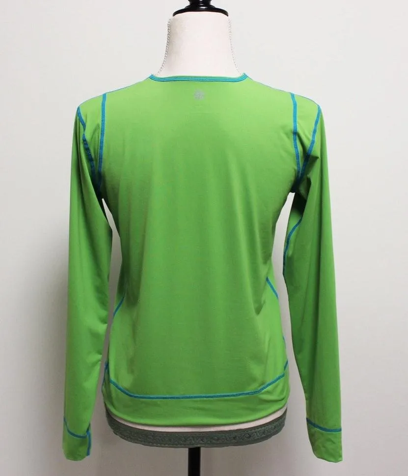 EUC  Green Blue Contrast Stitching Front Pocket Spandex Long Sleeve - Image 3