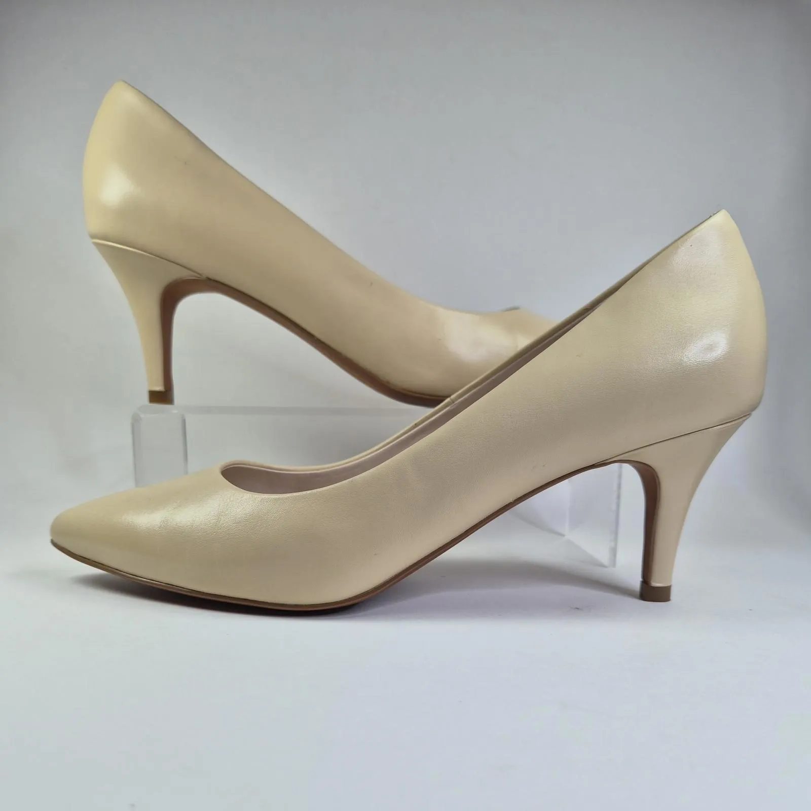 NINE WEST MARGOT PUMPS NATURAL/TAN LEATHER SIZE 9B - Image 4