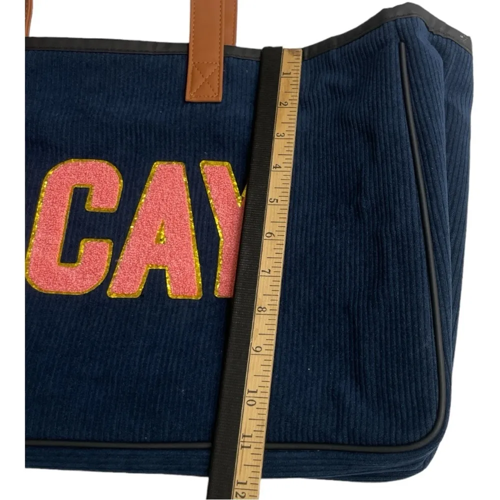 Simply Southern Corduroy Sparklebag Tote "VACAY"
Navy Blue 18.5"x11"×5" - Image 5