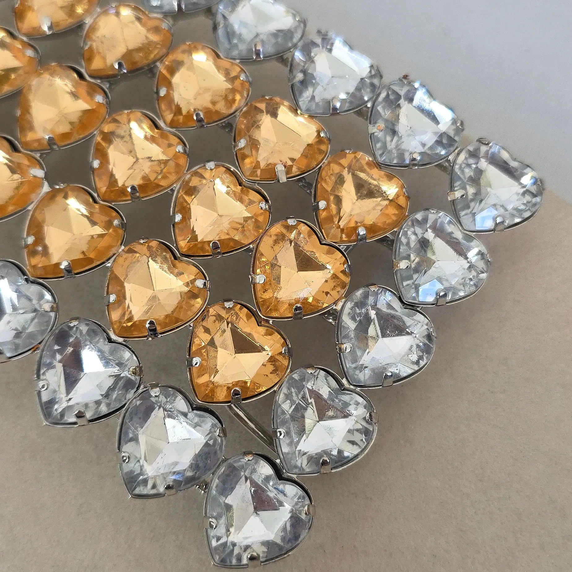 Statement Large Clear And Citrine Acrylic Heart Belt Buckle - Image 5