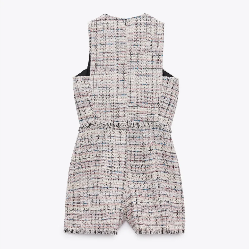 Zara Tweed Romper Jumper Jumpsuit XS Extra Small - Image 14