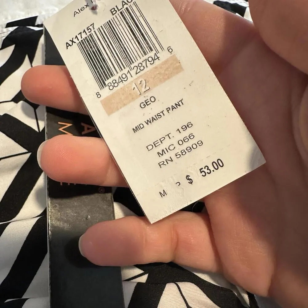 Alex Marie Geo Black & White Mid Waist Bikini Bottom Swim Size 12 - Image 6