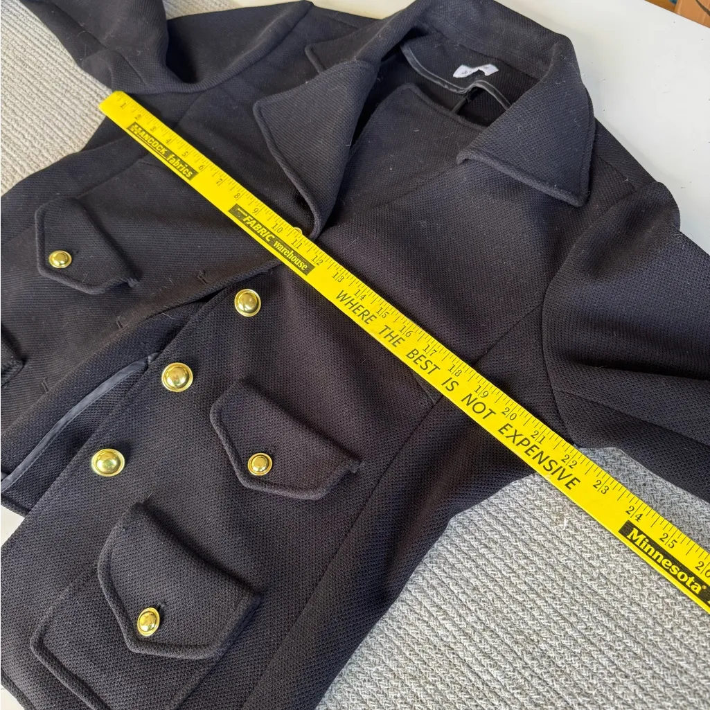 Joan Rivers Black Short Jacket with Brass Gold Buttons Size Large - Image 8