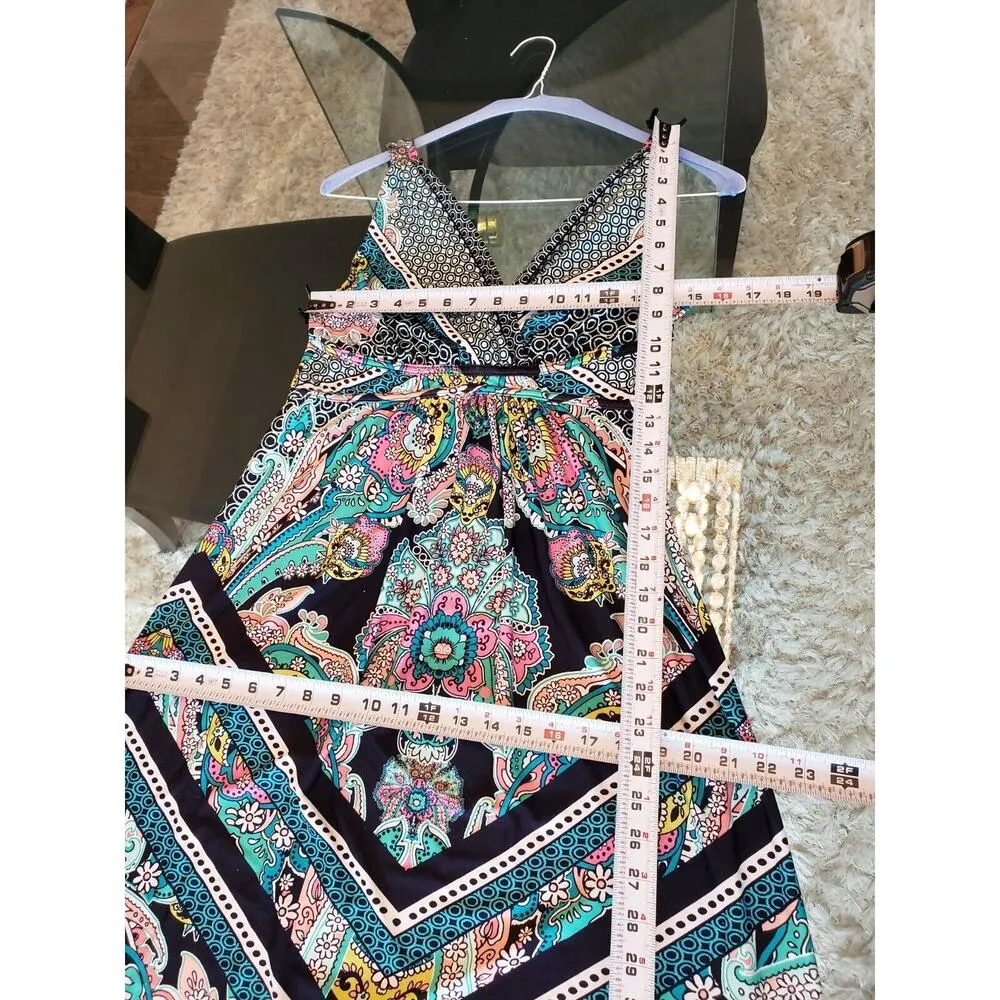 John Paul Richard Womens Multi Floral Backless Wide Strap Long Maxi Dress Size S - Image 8