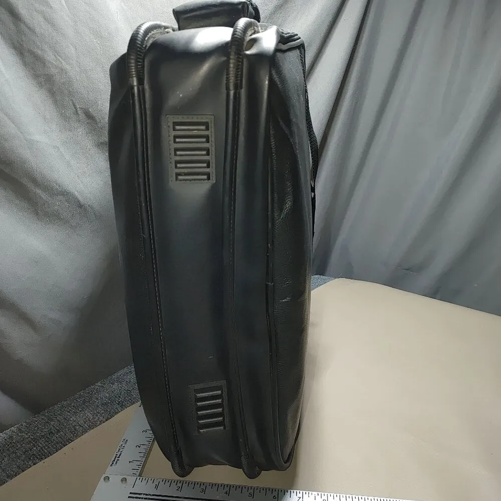 Targus Black Leather Laptop Large Multi Pocket Messenger Bag Shoulder Strap Top - Image 5