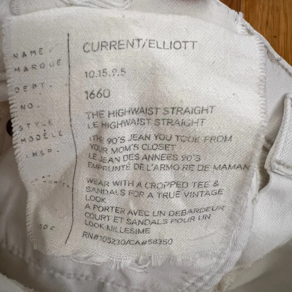 CURRENT/ELLIOTT The High Waist Straight Destroyed Jeans Super Salty Repair 27 - Image 11