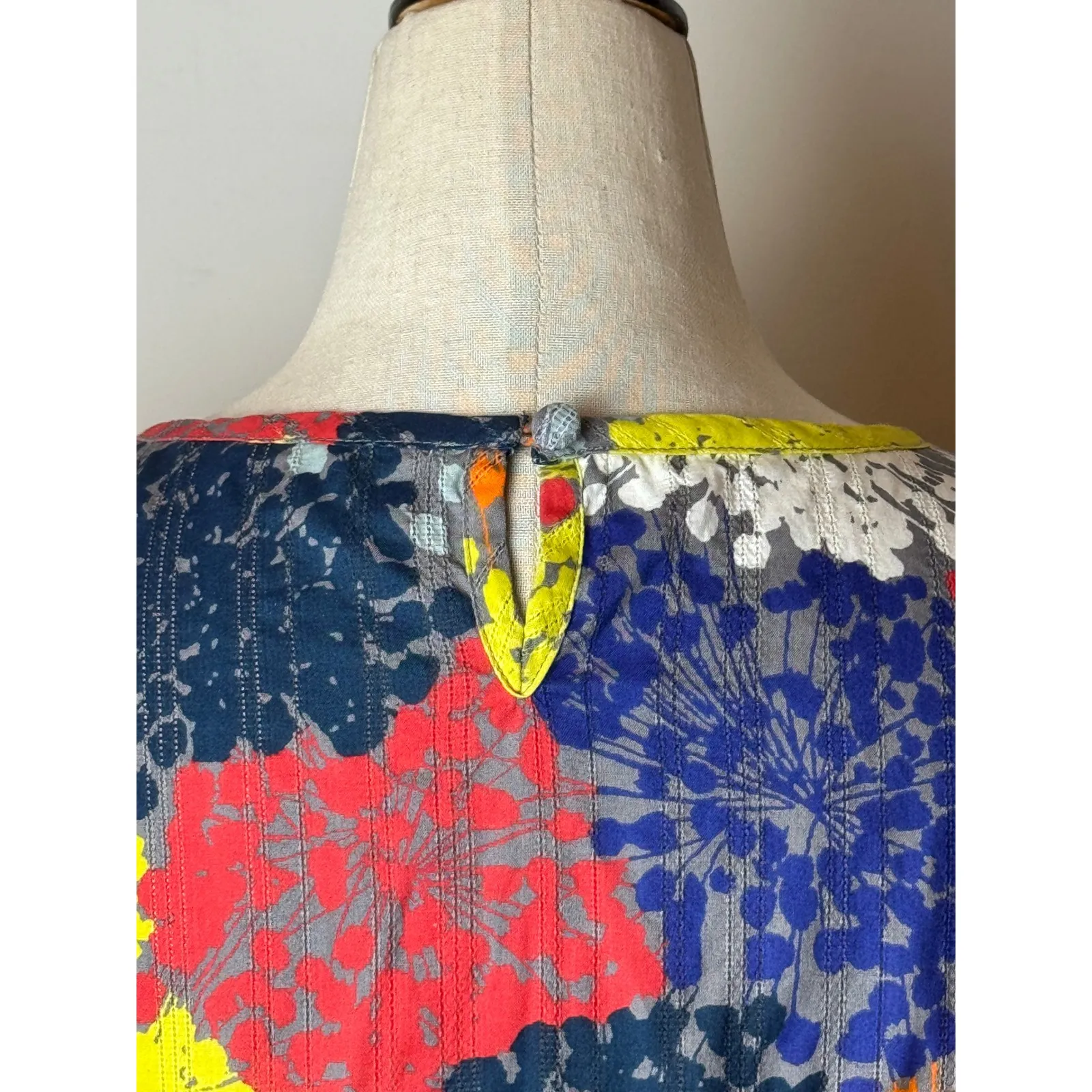 Boden Dress Women 8 Blue Red Floral Print Smocked Waist Mini Preppy Boho - Image 9