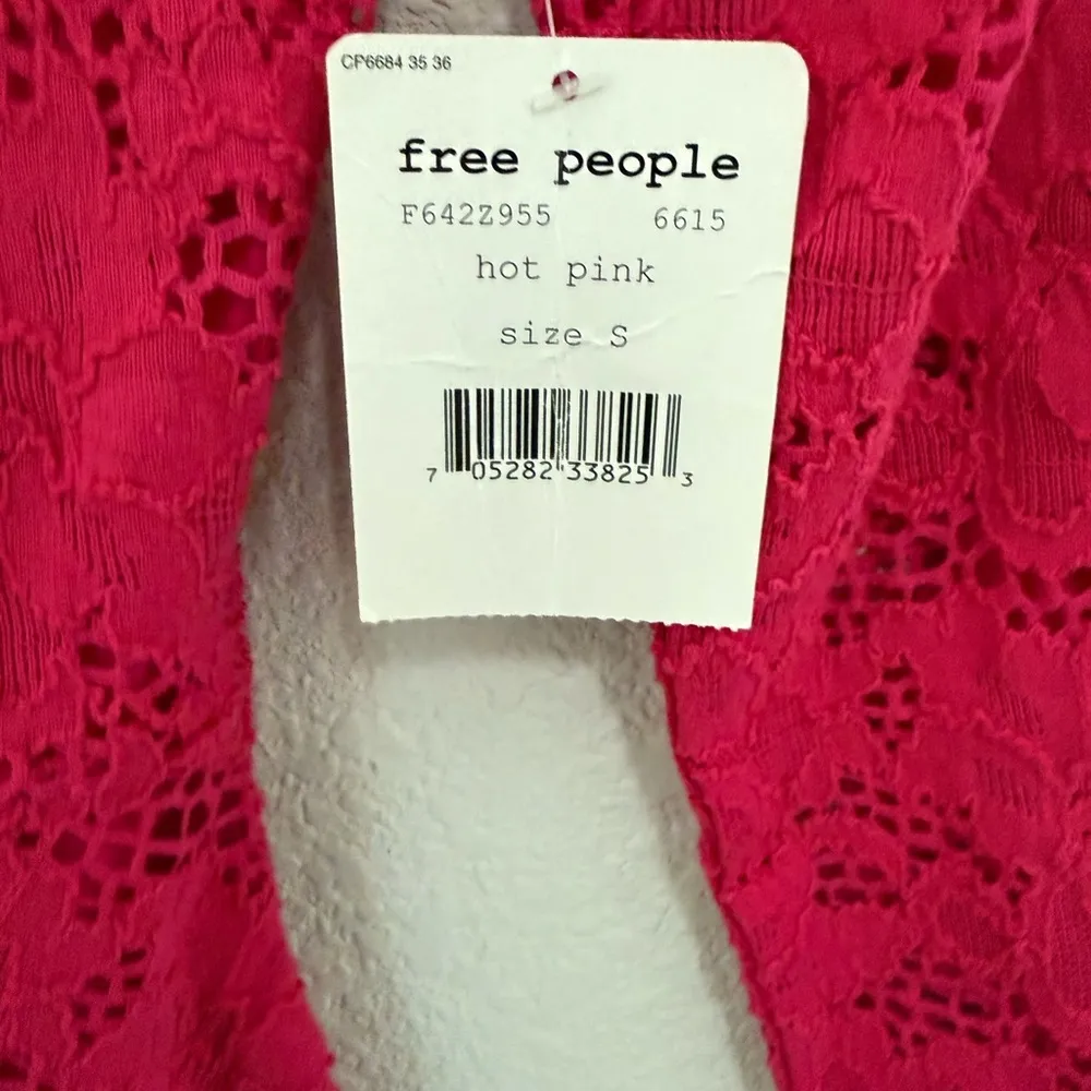 Free People Hot Pink Secret Garden Lace Skater Mini Dress Small NEW - Image 7