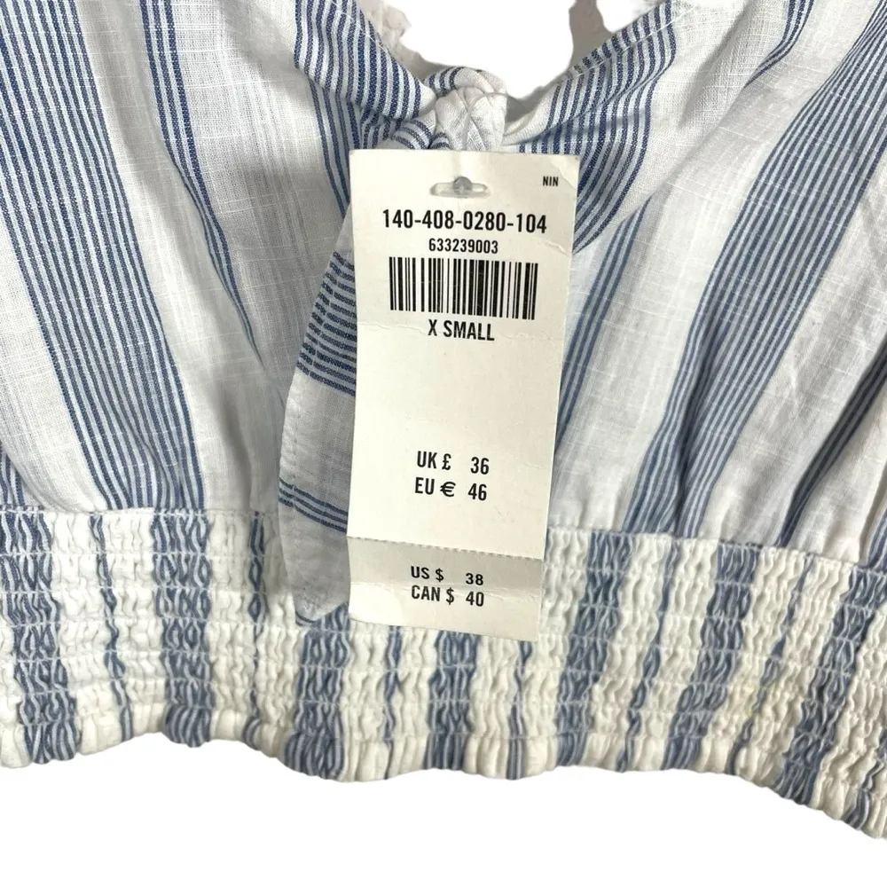 NWT Abercrombie & Fitch Striped Bow Front Crop Top in Blue/White Size XS - Image 6