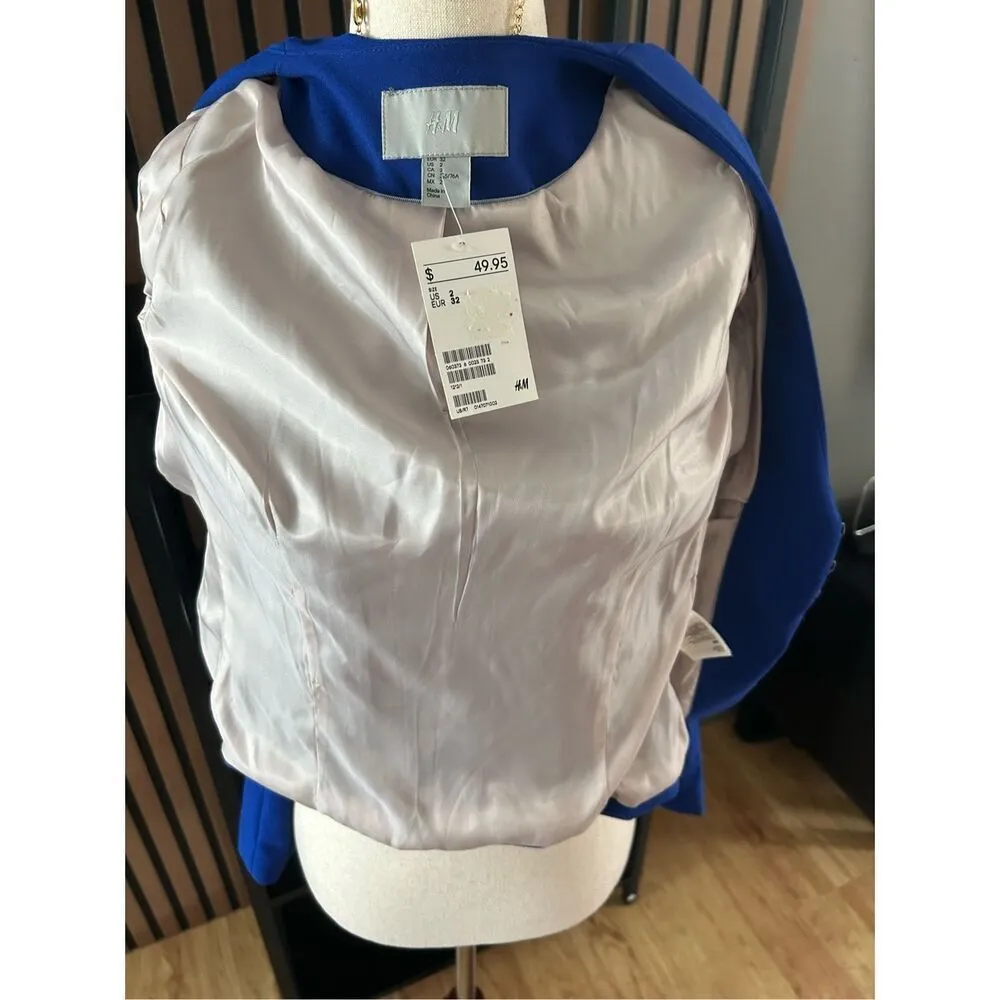 H&M stylish blue blazer size 2 work attire - Image 4