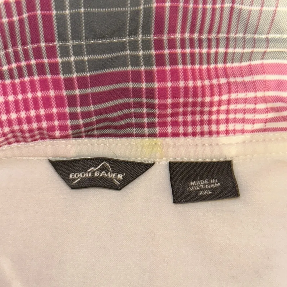 Eddie Bauer pink/grey/white plaid jacket - Image 4