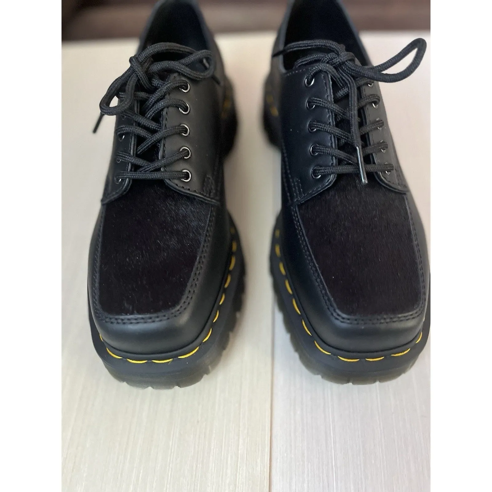 Dr Martens 5-eye Bex Square Bovine Hair Toe Leather Shoes Size 7 - Image 2