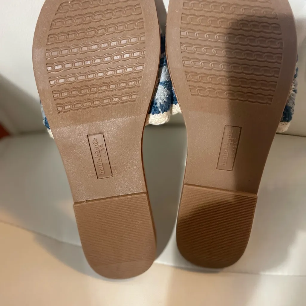 Haute Hippie Crochet Sandals in Blue and Cream size 7.5 - Image 2